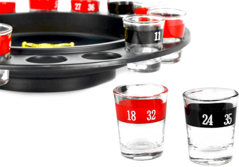 Alkoholowa GRA RULETKA imprezowa + KIELISZKI 16szt Alkoholowa GRA RULETKA imprezowa + KIELISZKI 16szt