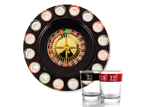 Alkoholowa GRA RULETKA imprezowa + KIELISZKI 16szt Alkoholowa GRA RULETKA imprezowa + KIELISZKI 16szt
