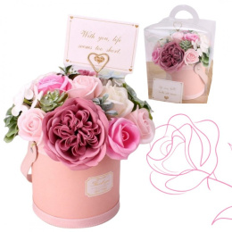 FLOWER BOX BUKIET ZAPACHOWYCH KWIATÓW MYDLANYCH W PUDEŁKU