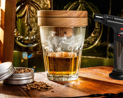 Zestaw barmański z wędzeniem whisky DELUXE 2w1 Zestaw barmański z wędzeniem whisky DELUXE 2w1