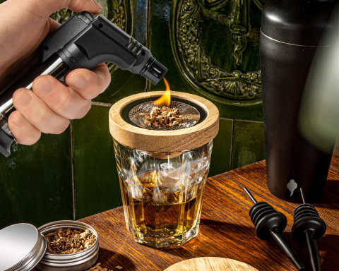 Zestaw barmański z wędzeniem whisky DELUXE 2w1 Zestaw barmański z wędzeniem whisky DELUXE 2w1