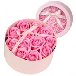 BUKIET ZAPACHOWYCH KWIATÓW MYDLANYCH W OZDOBNYM PUDEŁKU RÓŻOWE RÓŻE