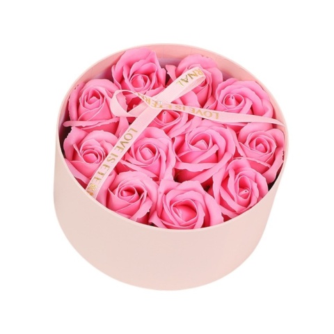 BUKIET ZAPACHOWYCH KWIATÓW MYDLANYCH W OZDOBNYM PUDEŁKU RÓŻOWE RÓŻE