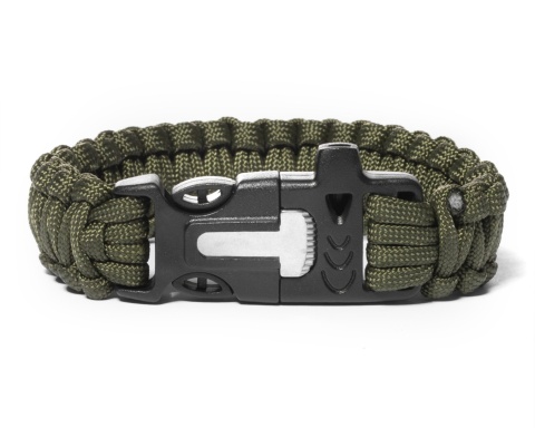 Bransoletka paracord 3w1 ARMY GREEN PREZENT DLA NIEGO MĘŻCZYZNY Walentynki