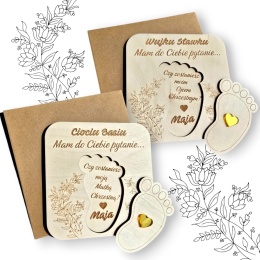 CIOCIU CZY ZOSTANIESZ MOJĄ CHRZESTNĄ WUJKU ZAPROSZENIE PROŚBA DREWNO STÓPKA