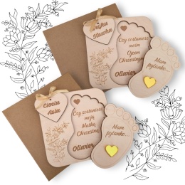 CIOCIU CZY ZOSTANIESZ MOJĄ CHRZESTNĄ WUJKU ZAPROSZENIE PROŚBA DREWNO STÓPKA