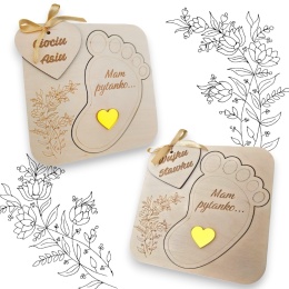 CIOCIU CZY ZOSTANIESZ MOJĄ CHRZESTNĄ WUJKU ZAPROSZENIE PROŚBA DREWNO STÓPKA