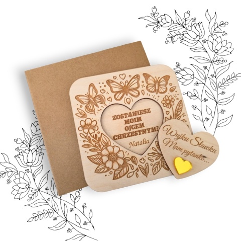 CIOCIU CZY ZOSTANIESZ MOJĄ CHRZESTNĄ WUJKU ZAPROSZENIE PROŚBA DREWNO