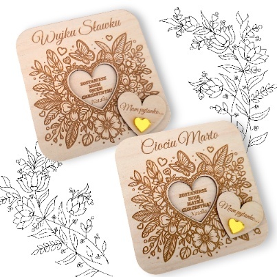 CIOCIU CZY ZOSTANIESZ MOJĄ CHRZESTNĄ WUJKU ZAPROSZENIE PROŚBA DREWNO