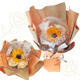 FLOWER BOX BUKIET ZAPACHOWYCH KWIATÓW MYDLANYCH W TOREBCE świecące LED KULA PREZENT URODZINY DLA NIEJ