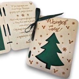 KARTKA DREWNIANA PERSONALIZOWANA NA ŚWIĘTA WESOŁYCH ŚWIĄT + KOPERTA