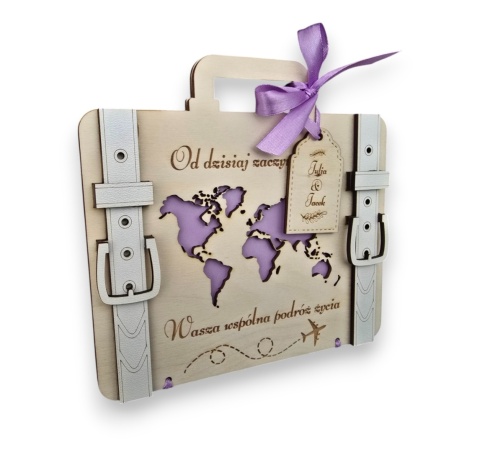 KARTKA NA ŚLUB WESELE KOPERTA WALIZKA PREZENT NA PIENIĄDZE DLA PARY MŁODEJ