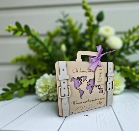 KARTKA NA ŚLUB WESELE KOPERTA WALIZKA PREZENT NA PIENIĄDZE DLA PARY MŁODEJ