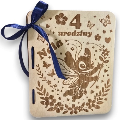 KARTKA NA URODZINY KARTKA DLA DZIECI DREWNIANA URODZIOWA PERSONALIZOWANA + KOPERTA