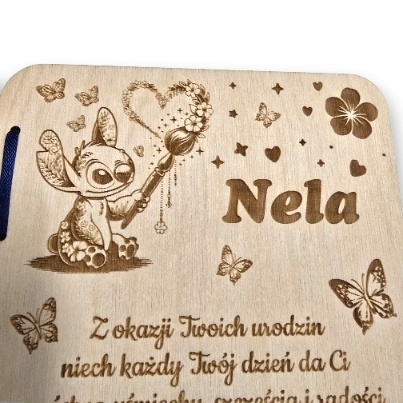 KARTKA NA URODZINY KARTKA DLA DZIECI DREWNIANA URODZIOWA PERSONALIZOWANA + KOPERTA