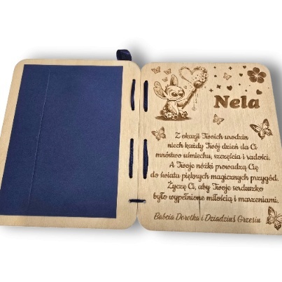 KARTKA NA URODZINY KARTKA DLA DZIECI DREWNIANA URODZIOWA PERSONALIZOWANA + KOPERTA