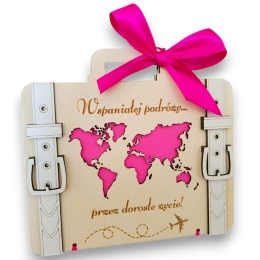 KARTKA PREZENT NA 18 URODZINY OSIEMNASTKĘ WALIZKA KOPERTA NA PIENIĄDZE VOUCHER BON