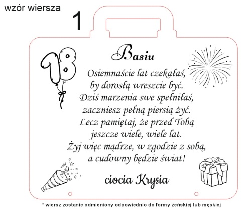 KARTKA PREZENT NA 18 URODZINY OSIEMNASTKĘ WALIZKA KOPERTA NA PIENIĄDZE VOUCHER BON