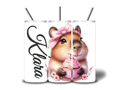 Kubek CAPIBARA KAPIBARA 600ml Tumbler ze słomką + Personalizowany IMIĘ PREZENT