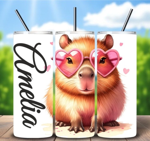 Kubek CAPIBARA KAPIBARA 600ml Tumbler ze słomką + Personalizowany IMIĘ PREZENT