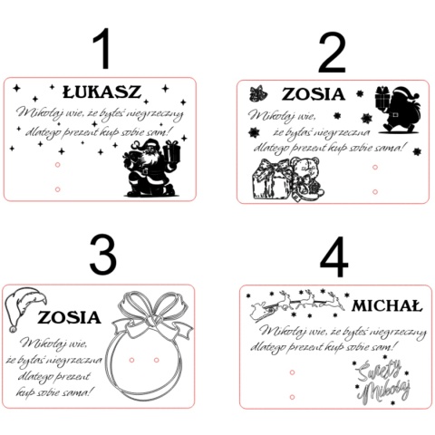 MIKOŁAJKOWY BON PODARUNKOWY VOUCHER NA PIENIĄDZE MIKOŁAJ WIE + KOPERTA