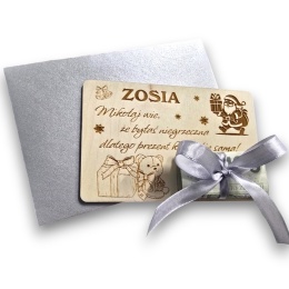 MIKOŁAJKOWY BON PODARUNKOWY VOUCHER NA PIENIĄDZE MIKOŁAJ WIE + KOPERTA