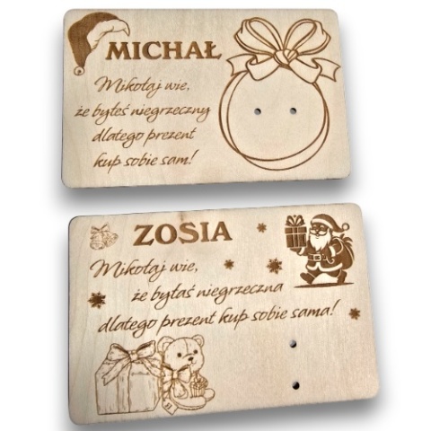 MIKOŁAJKOWY BON PODARUNKOWY VOUCHER NA PIENIĄDZE MIKOŁAJ WIE + KOPERTA