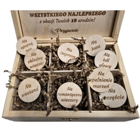 NIEZBĘDNIK PERSONALIZOWANY SKRZYNKA PREZENT NA 18 30 40 50 60 URODZINY