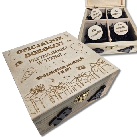 NIEZBĘDNIK SKRZYNKA PREZENT NA 18 URODZINY