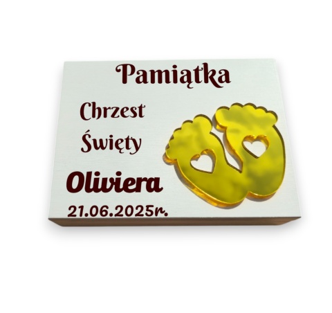 PAMIĄTKA CHRZTU ŚWIĘTEGO PUDEŁKO NA PIENIĄDZE + MAGNES GRAWER