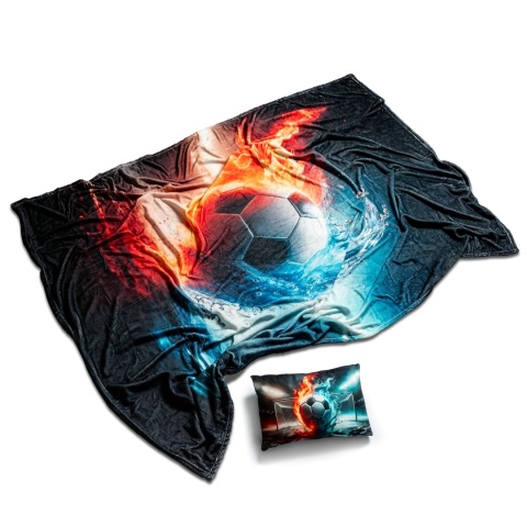 PIŁKARSKI ZESTAW kocyk i poduszka PREZENT DLA KIBICA FANA PIŁIKI NOŻNEJ URODZINY