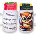 Zestaw Kubek DLA NAUCZYCIELA SOWA PREZENT Dzień Nauczyciela + Herbata 6szt. + Pudełko