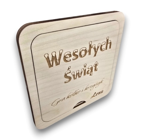 ŚWIĄTECZNA GRA RODZINNA KÓŁKO KRZYŻYK DREWNIANA PERSONALIZOWANA NA PREZENT