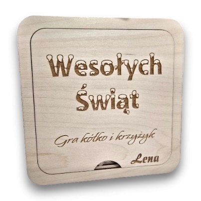 ŚWIĄTECZNA GRA RODZINNA KÓŁKO KRZYŻYK DREWNIANA PERSONALIZOWANA NA PREZENT