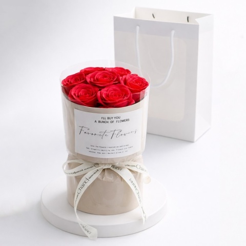 FLOWER BOX BUKIET ZAPACHOWYCH KWIATÓW MYDLANYCH W PUDEŁKU LED 7szt