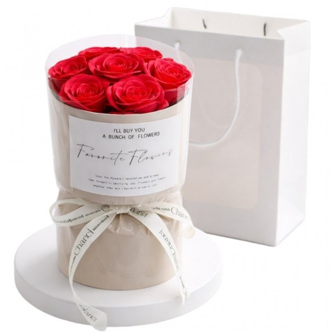 FLOWER BOX BUKIET ZAPACHOWYCH KWIATÓW MYDLANYCH W PUDEŁKU LED 7szt