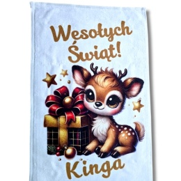 RĘCZNIK KUCHENNY PERSONALIZOWANY Wesołych Świąt + imię Ręczniczek Ściereczka PREZENT