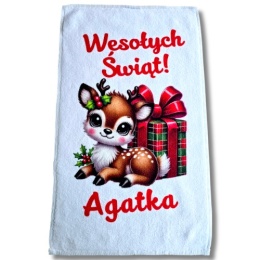 RĘCZNIK KUCHENNY PERSONALIZOWANY Wesołych Świąt + imię Ręczniczek Ściereczka PREZENT