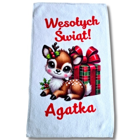 RĘCZNIK KUCHENNY PERSONALIZOWANY Wesołych Świąt + imię Ręczniczek Ściereczka PREZENT