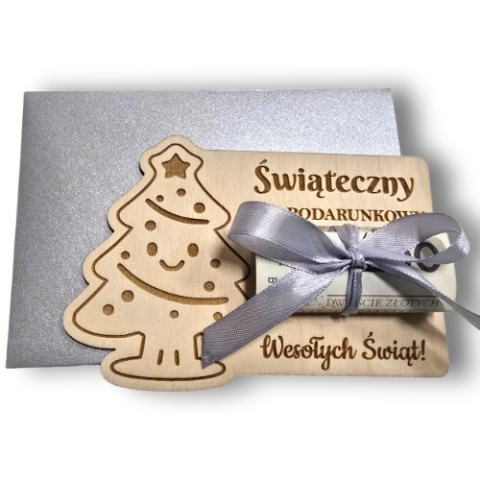 ŚWIĄTECZNY BON PODARUNKOWY VOUCHER NA PIENIĄDZE PREZENT NA ŚWIĘTA + KOPERTA