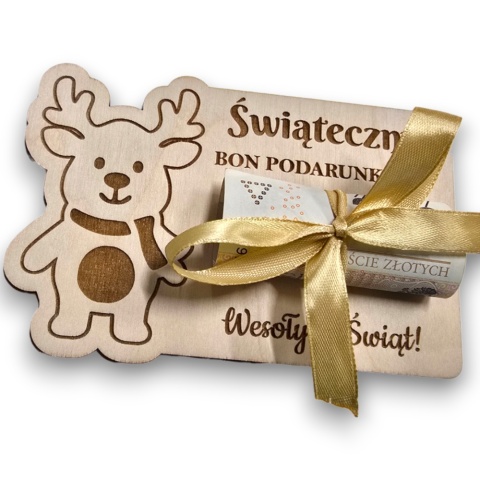 ŚWIĄTECZNY BON PODARUNKOWY VOUCHER NA PIENIĄDZE PREZENT NA ŚWIĘTA + KOPERTA