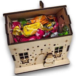 ŚWIĄTECZNY DOMEK NA SŁODYCZE BAŁWANEK CHATKA NA ŚWIĘTA + IMIĘ