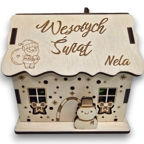 ŚWIĄTECZNY DOMEK NA SŁODYCZE BAŁWANEK CHATKA NA ŚWIĘTA + IMIĘ