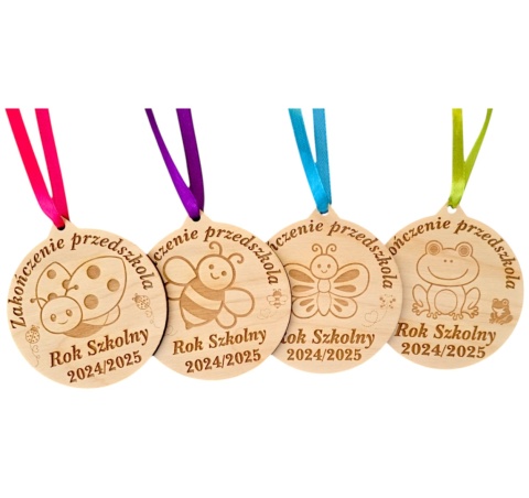 ZAKOŃCZENIE PRZEDSZKOLA MEDALDLA PRZEDSZKOLI UPOMINEK DLA DZIECI GRAWER DREWNO