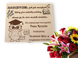 ZAKOŃCZENIE ROKU SZKOLNEGO Pudełko na Czekoladki Merci DLA NAUCZYCIELA GRAWER