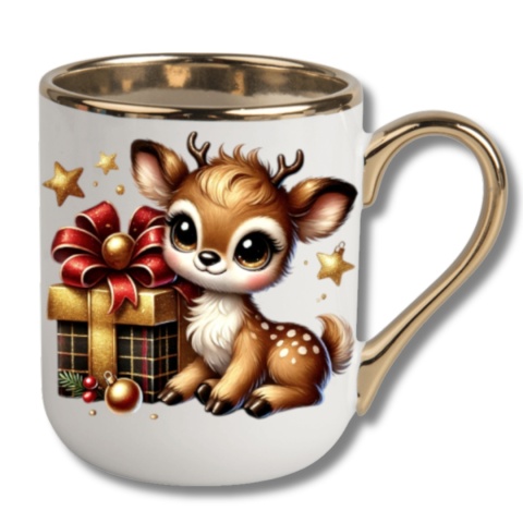 ZESTAW PREZENTOWY RĘCZNIK KUCHENNY + KUBEK Wesołych Świąt GOLD PREZENT NA ŚWIĘTA