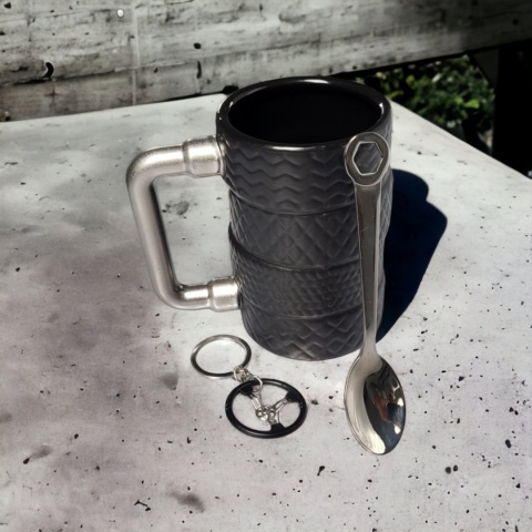 ZESTAW UPOMINKOWY DLA MĘŻCZYZNY KUBEK ŁYŻECZKA BRELOK PREZENT DLA KIEROWCY MECHANIKA