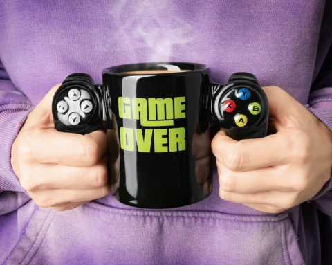 ZESTAW gracza GAME OVER kubek, podkładka, breloki NA PREZENT