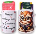 Zestaw Kubek DLA NAUCZYCIELA SOWA PREZENT Dzień Nauczyciela + Herbata 6szt. + Pudełko