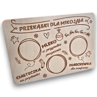 Zestaw Talerzyk TACKA DLA MIKOŁAJA Drewniana + ODCISKI BUTA + ODCISK KOPYT